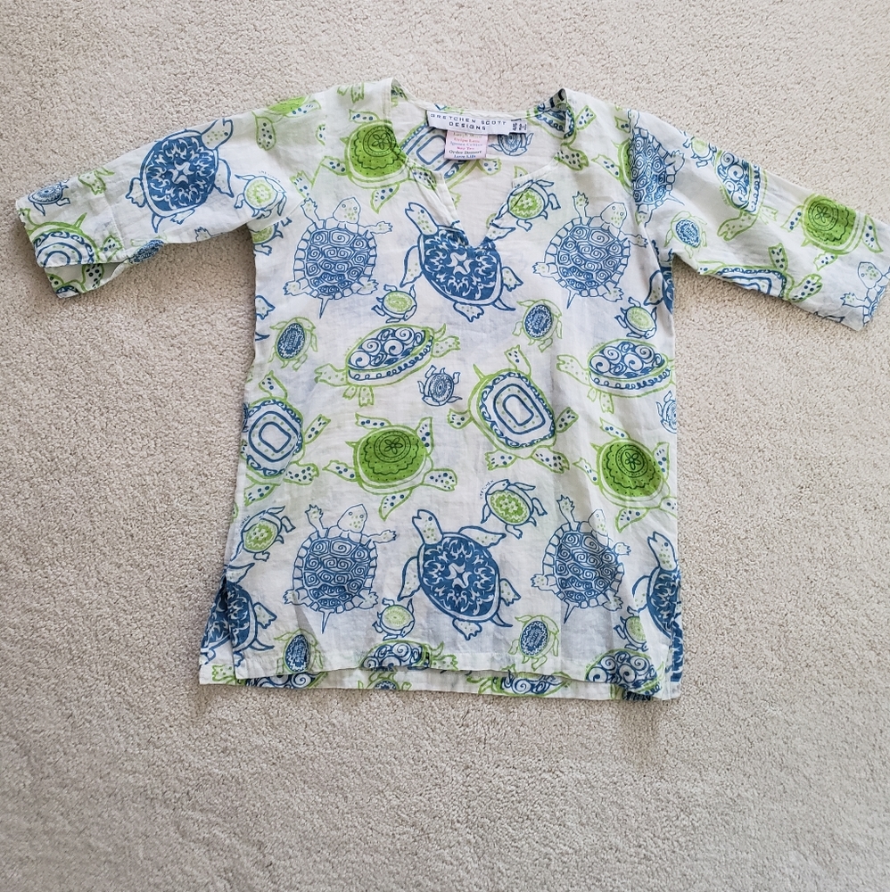 Gretchen Scott Designs Girls' Turtle print Swim Cover-up sz4/6